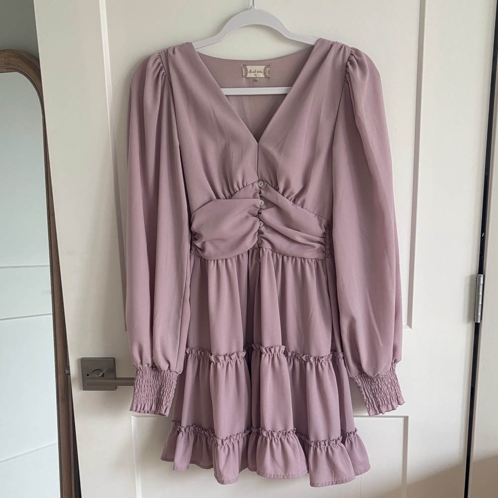 Altar’d State pink Long Sleeve Ruffle Dress